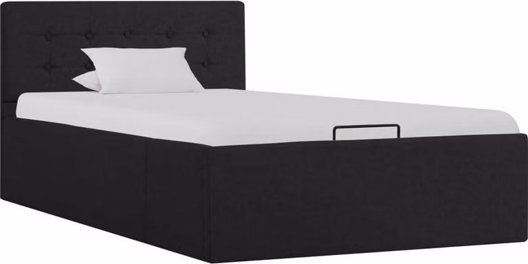 The Living Store Letto contenitore idraulico in tessuto grigio scuro 100×200 cm
