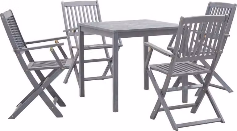 The Living Store Set da pranzo da giardino 5 pezzi in legno massiccio grigio acacia