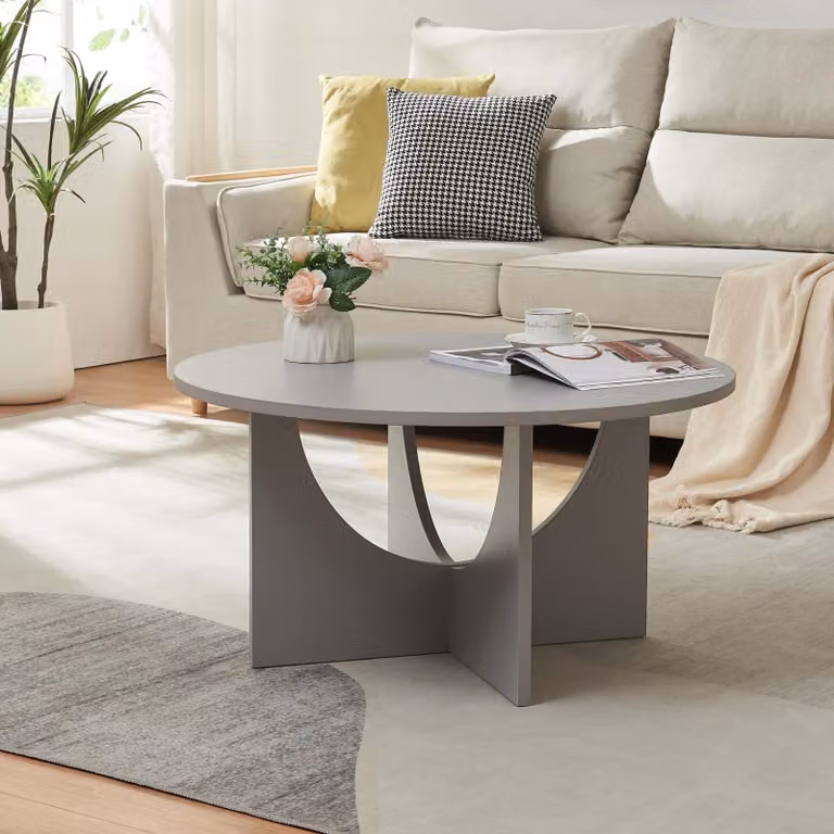 Tavolino 'Rindal' rotondo 80 x 42 cm grigio chiaro