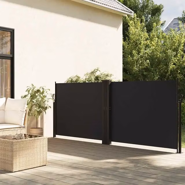 Tenda da sole laterale retrattile DESIGN IN per balcone e giardino, colore nero, in poliestere e acciaio, L: 600 cm, H: 140 cm – 1