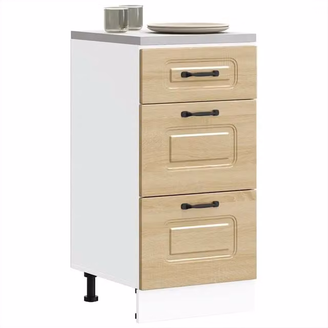 Mobile Base da Cucina Design Mania Kalmar in Legno Multistrato Rovere Sonoma e Bianco, L/P/H: 46 x 40 x 81,5 cm