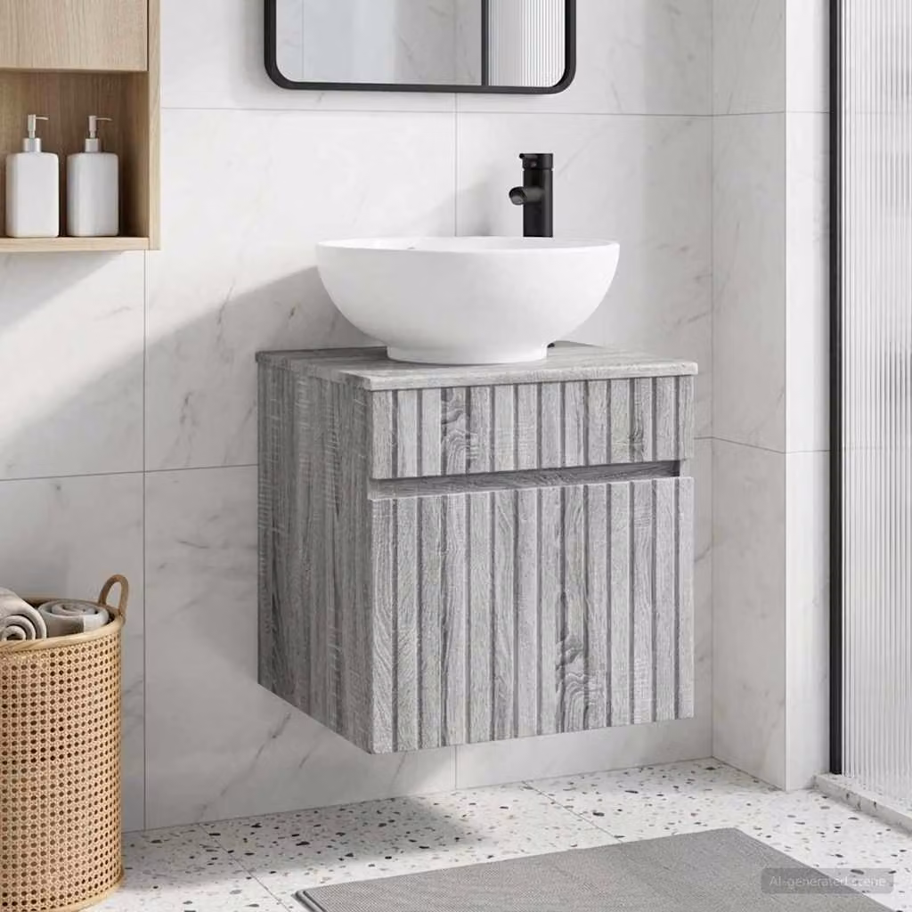Mobile lavabo da parete vidaXL Sonoma grigio moderno L: 49 cm, P: 44,5 cm, H: 66,5 cm