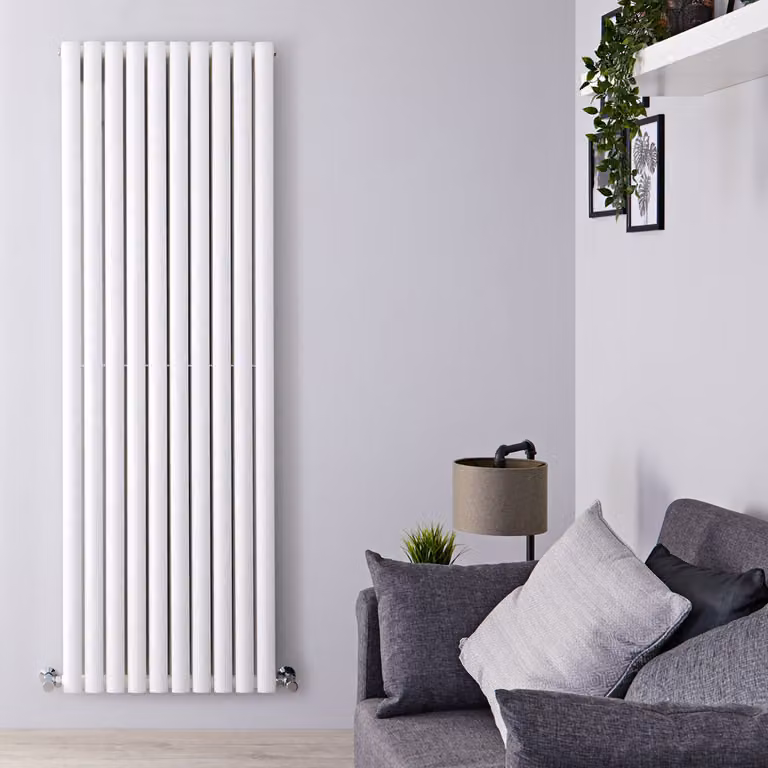 Radiatore Verticale Doppio di Design Bianco 1780x590mm 1830W Termosifone da Arredo - Revive