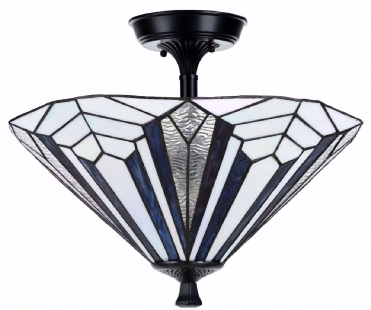 Casa Padrino plafoniera Tiffany blu/bianco/nero Ø 45 x H. 35 cm - qualità