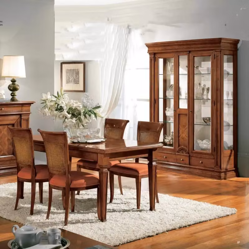 Tavolo rettangolare classico allungabile in legno con intarsio Bassano Mobili 2G L/P/H: 170 x 90 x 80 cm – 3