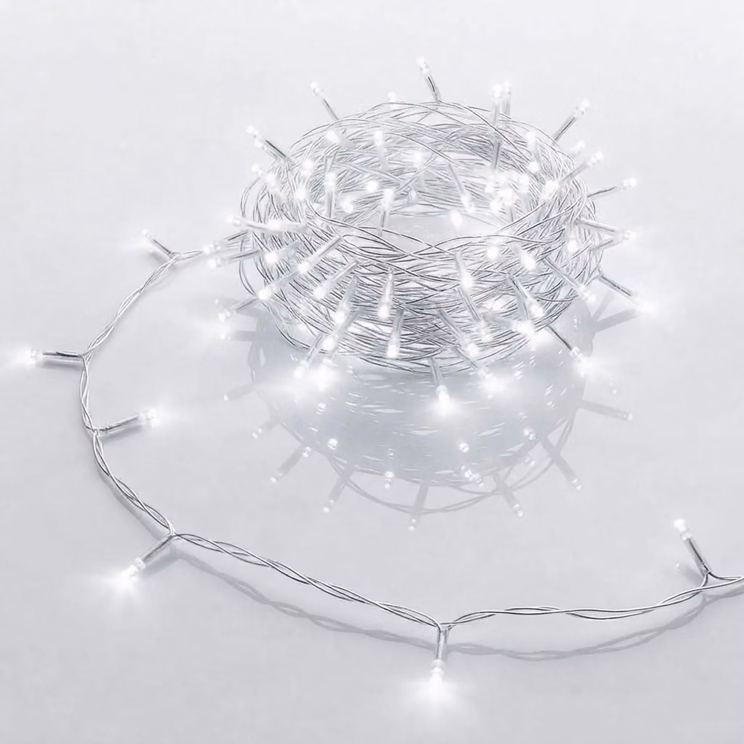 Luci di fata con 80 LED in bianco freddo con timer - 800 cm - Catena luminosa natalizia da tavolo per illuminazione interna