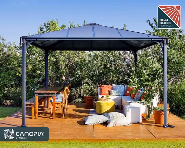 Gazebo in alluminio Palram Canopia Palermo colore antracite L: 360 cm x P: 360 cm