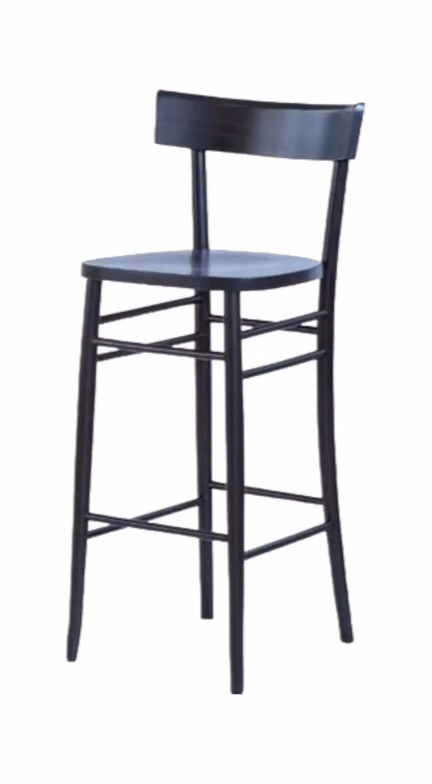 Sgabello in legno laccato nero con seduta in faggio Mobili 2G L/P/H: 47 x 47 x 106 cm – 1