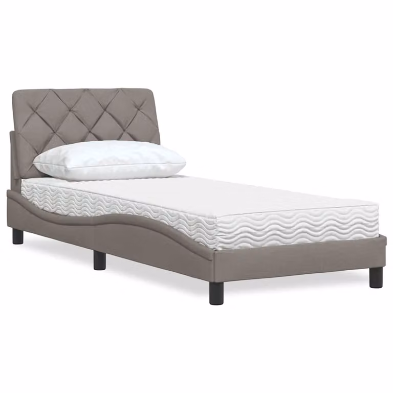Letto con materasso vidaXL in tessuto tortora e grigio, L/P: 90 x 200 cm