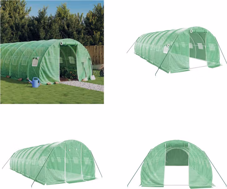 vidaXL Serra con telaio in acciaio verde 24 m² 8x3x2 m - Serra - Serre - Polytunnel - Serra calpestabile