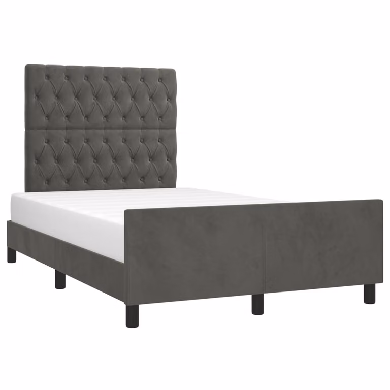 Giroletto senza Materasso Grigio Scuro 120x190 cm Velluto