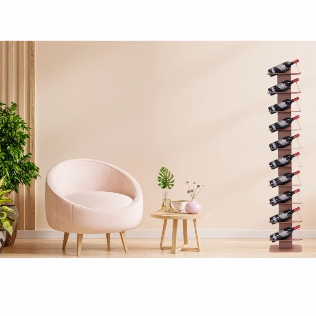 ALUBOX VIRGO Porta Vino Da Terra A Colonna Autoportante in Alluminio con Mensole in Lamiera Zincata, Capacità 10 Bottiglie, Colore Ruggine, H 167 cm x L 30 cm x P 30 cm – 2