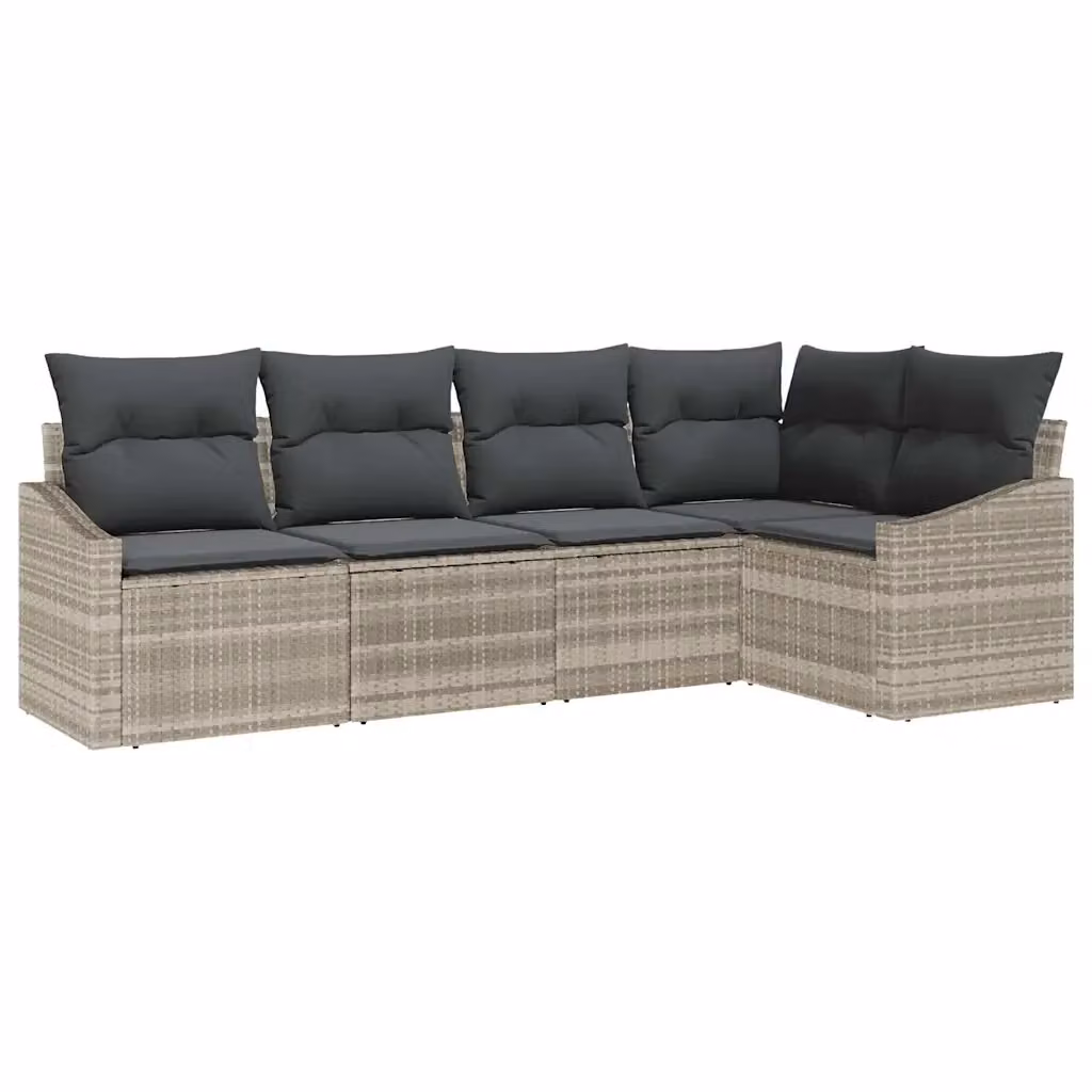 Set Divano da Giardino a L vidaXL in Polyrattan Grigio con Cuscini e Struttura in Metallo – 2