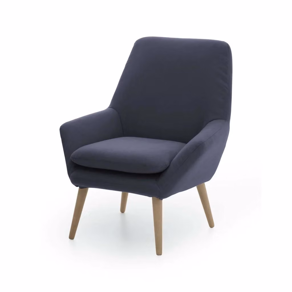 Poltrona Anido Talamo Italia, poltroncina relax in tessuto blu con braccioli, L: 80 cm, P: 70 cm, H: 95 cm – 2
