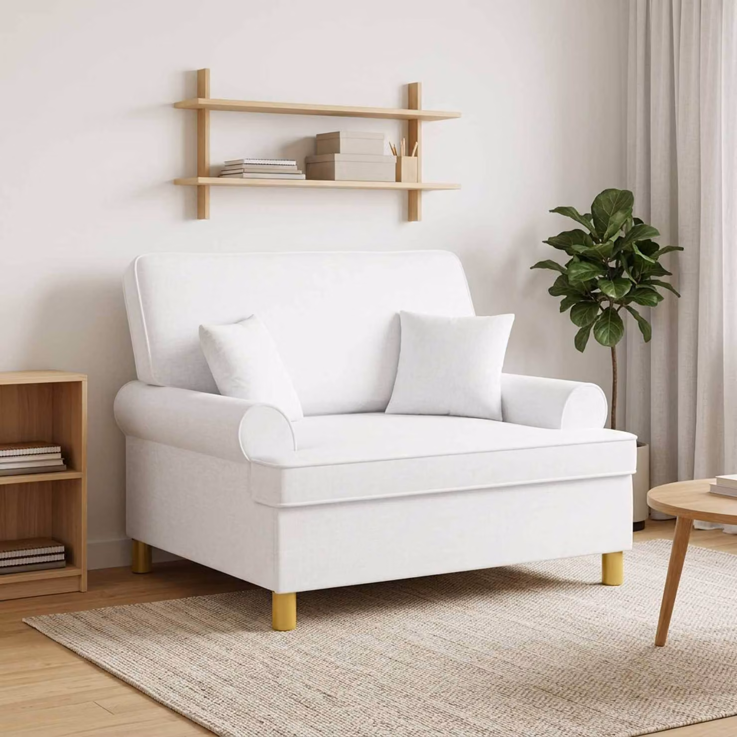 Poltrona XXL vidaXL con cuscini in tessuto bianco per relax in soggiorno o camera da letto