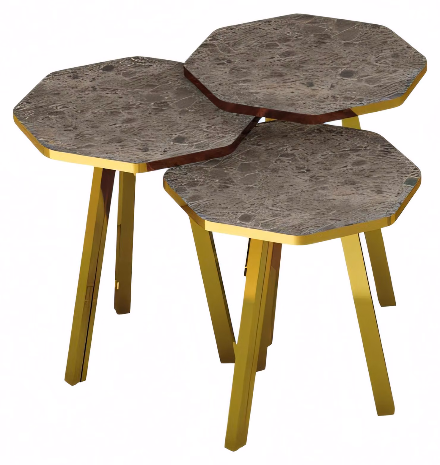 Elegantes graues Couchtisch-Set aus Holz und Metall