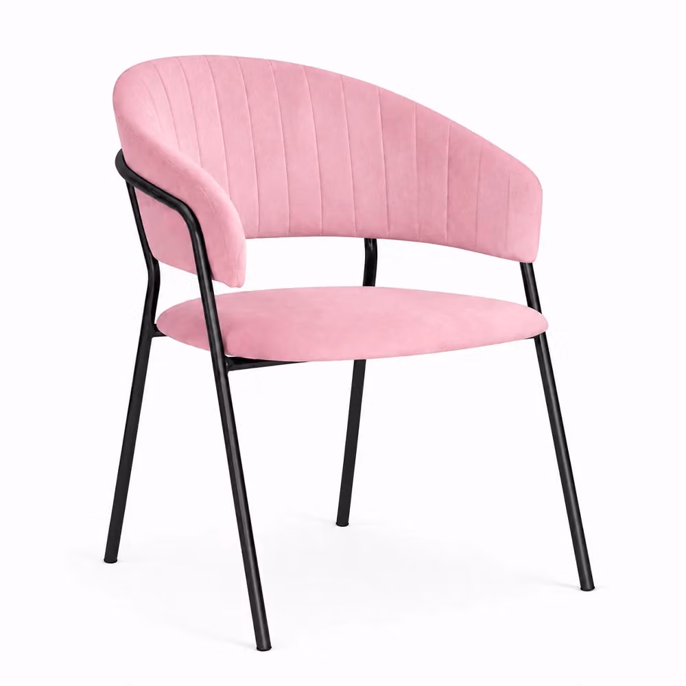 Set da 2 sedie da sala da pranzo Aurelia in velluto rosa con gambe in metallo nero – 2