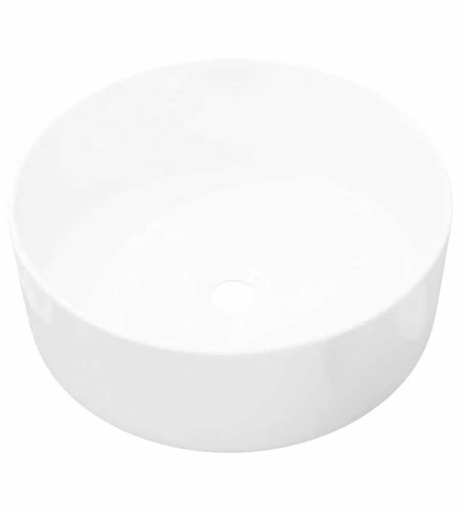 Lavandino Rotondo in Ceramica Bianca 40x15 cm