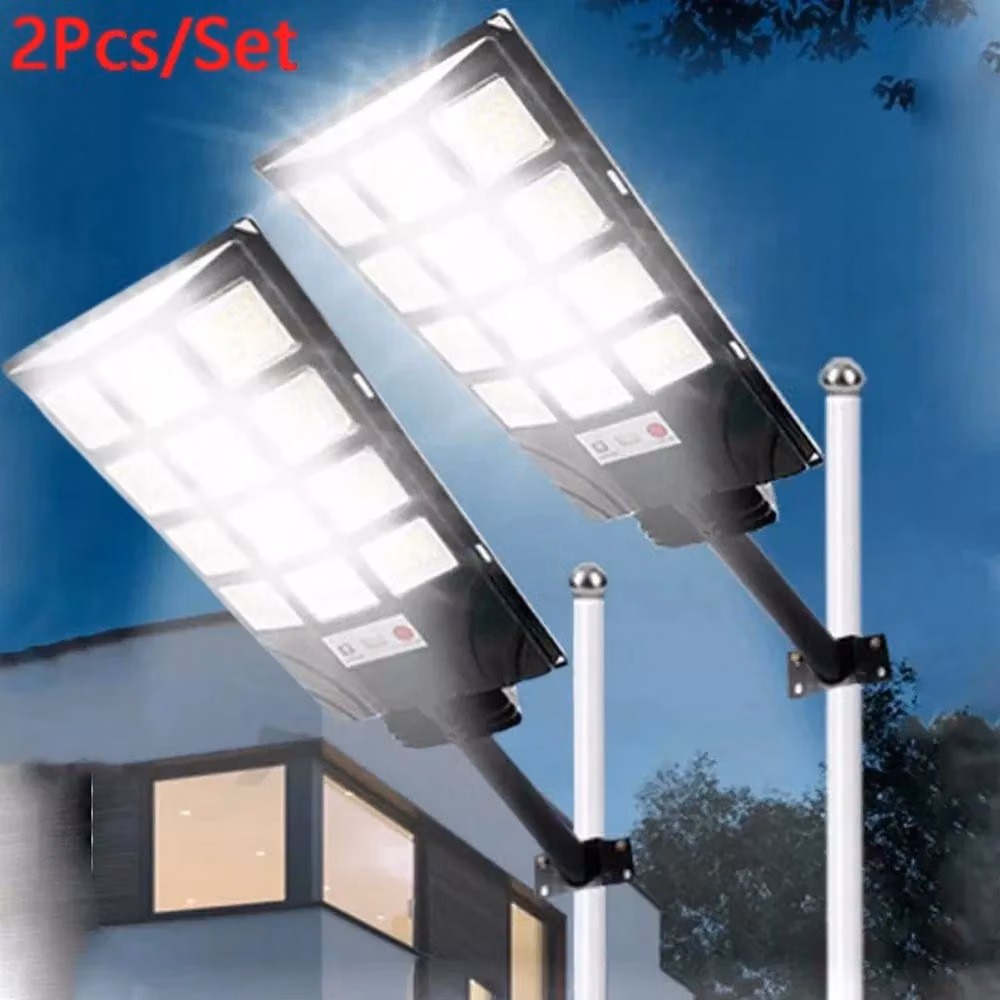 Lampioni solari a LED per esterni - Set da 2 - 3000 lumen - Sensore di movimento - Grado di protezione IP65 - Illuminazione esterna