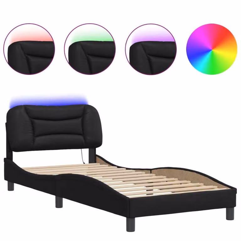 Giroletto con LED senza Materasso Hvar Nero 80x200 cm