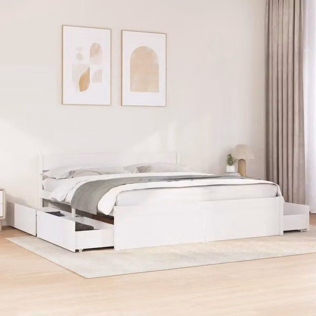 Letto senza Materasso-Struttura Letto Bianco 180x200 cm Legno Massello di Pino 550258