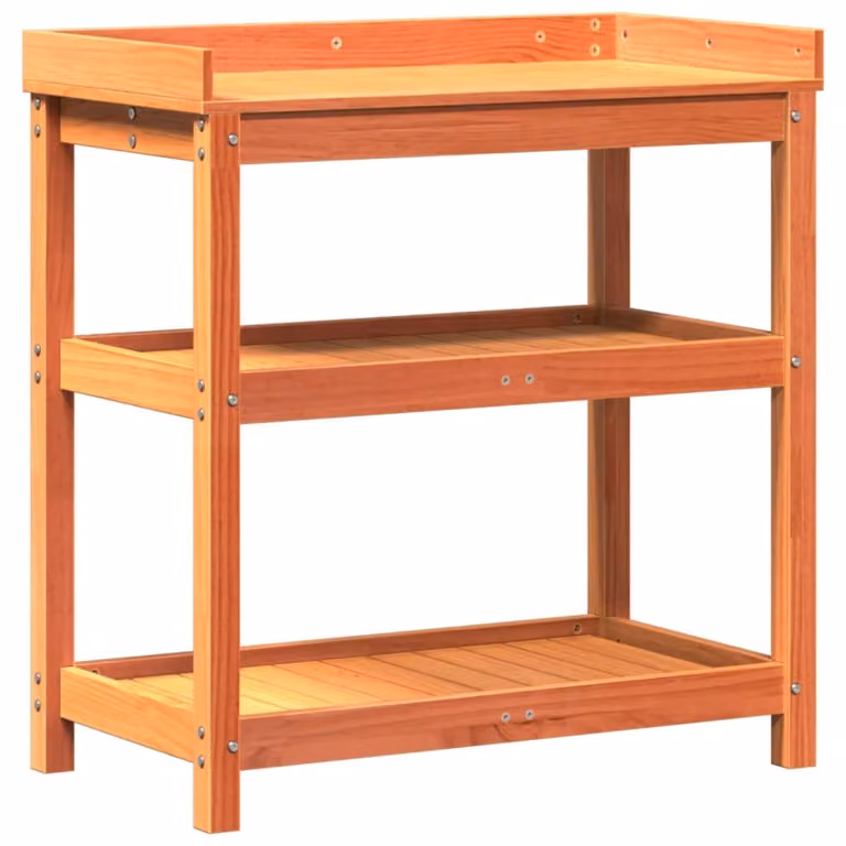 Tavolo per piante con ripiani Brown 82,5x45x86,5 cm in legno di pino massiccio