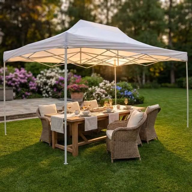 Gazebo Party COSMA bianco e verde in poliestere e metallo L: 4,5 m x P: 3 m