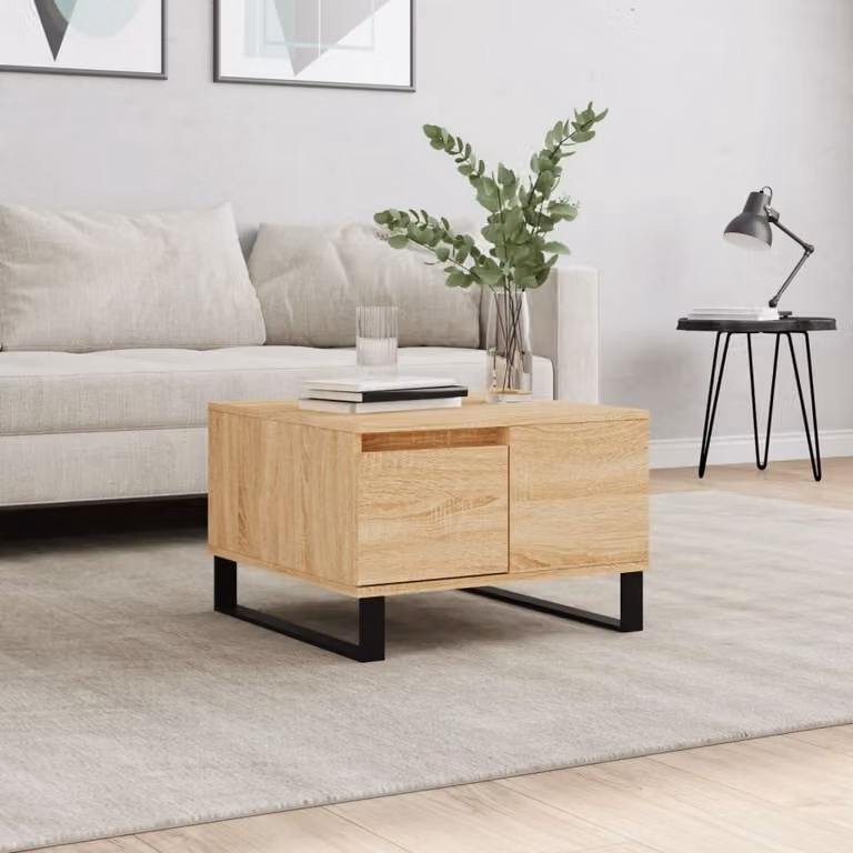 The Living Store tavolino in rovere Sonoma 55x55x36,5 cm materiale a base di legno