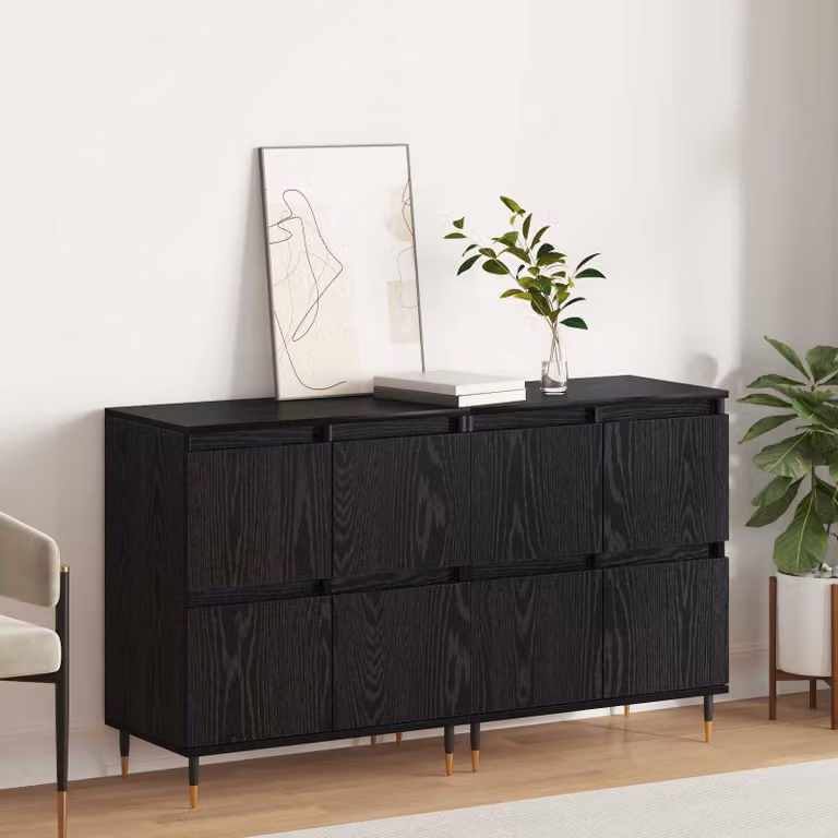 Armadio vidaXL 2 pezzi in rovere nero con ante a battente L 60 cm, P 35 cm, H 70 cm