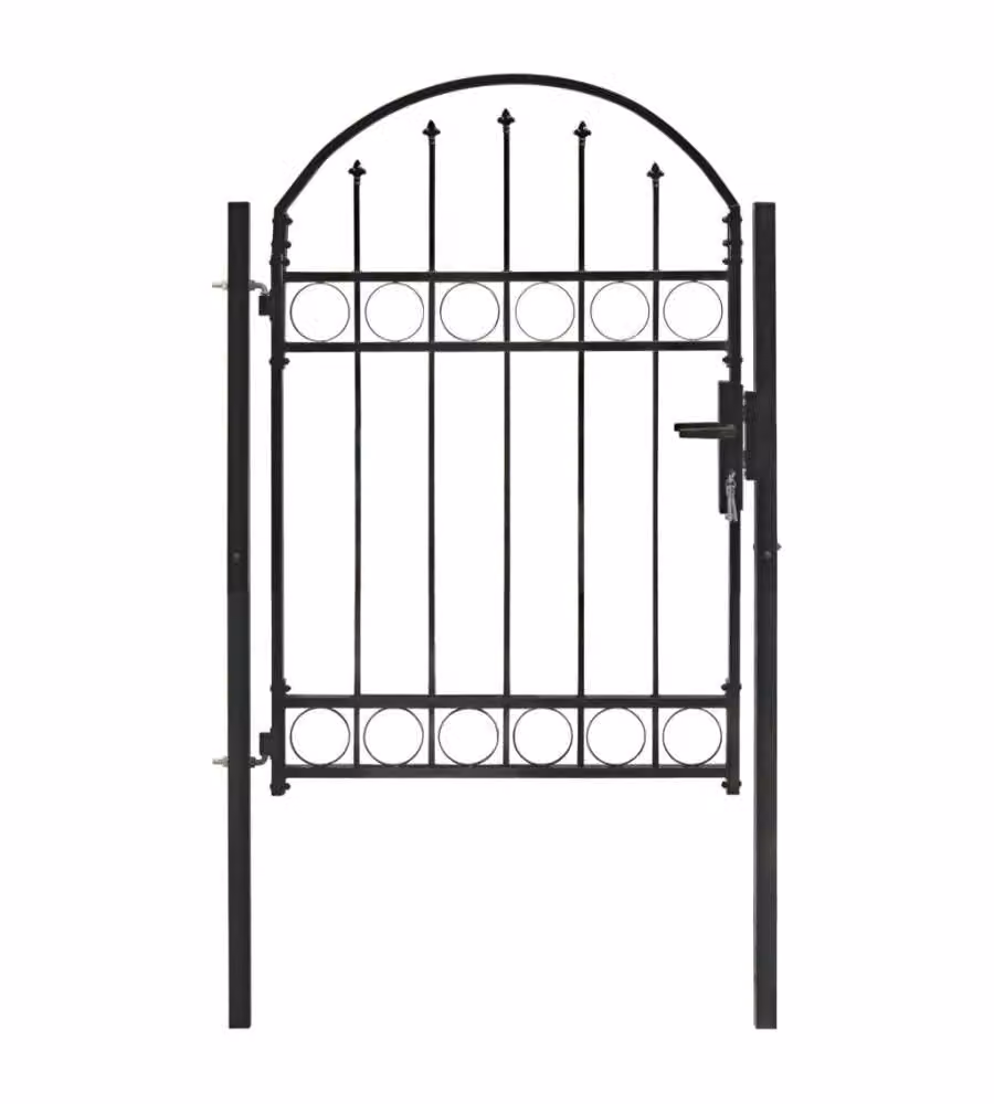 Cancello per Recinzione ad Arco in Acciaio 100x125 cm Nero 143085