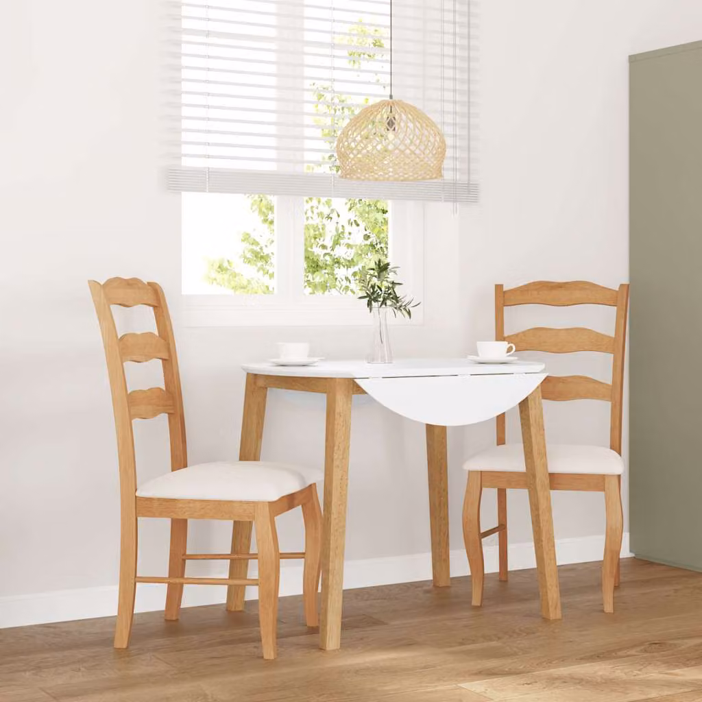 Set di 2 sedie da pranzo vidaXL in legno massello di hevea naturale con cuscini marroni