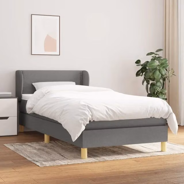 Letto Ibrido vidaXL con Giroletto a Molle e Materasso in Tessuto Grigio e Bianco L/P/H: 80 x 200 x 203 cm – 1
