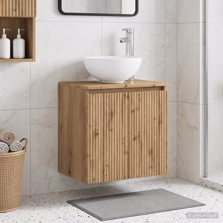 Mobile Lavabo da Parete vidaXL in Rovere Marrone con Ante a Battente L: 49,5 cm, P: 41 cm, H: 64,5 cm