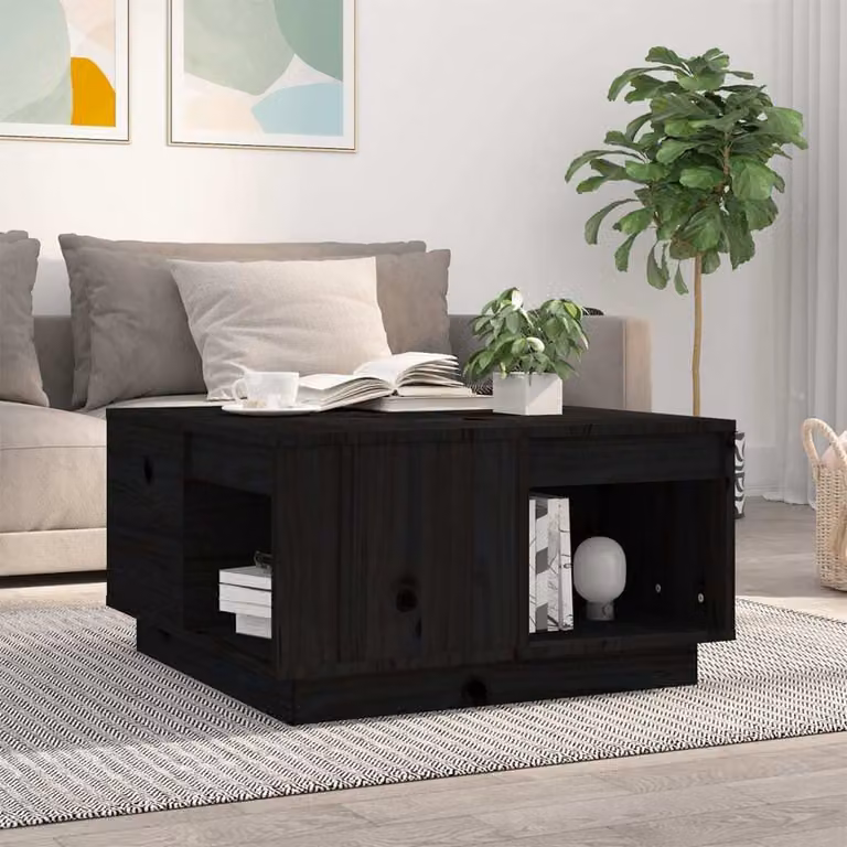Maison Exclusive - Tavolino nero 60x61x32,5 cm in legno massello di pino