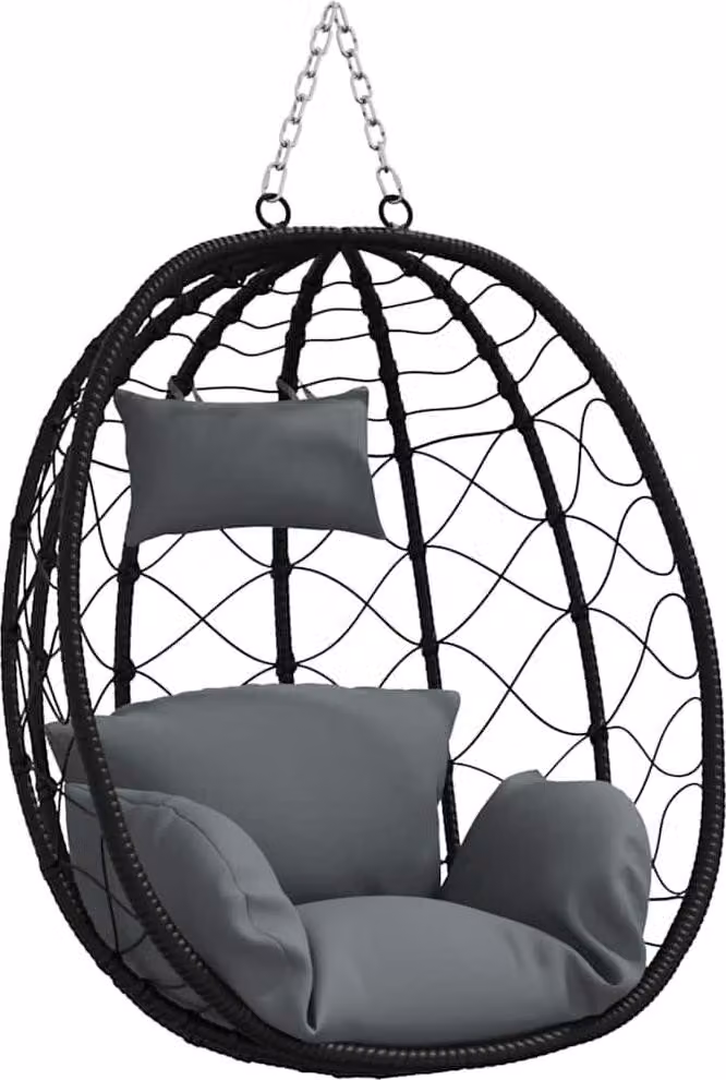 Sedia uovo sospesa Antracite 91,5 x 54,5 x 107 cm polyrattan