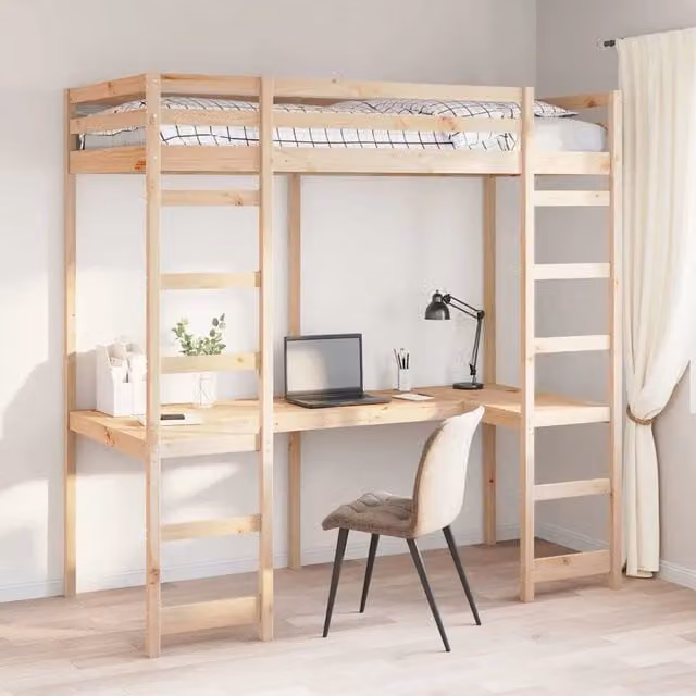 Struttura per letto soppalco Naturale 90 x 190 cm Pino massello 3414554