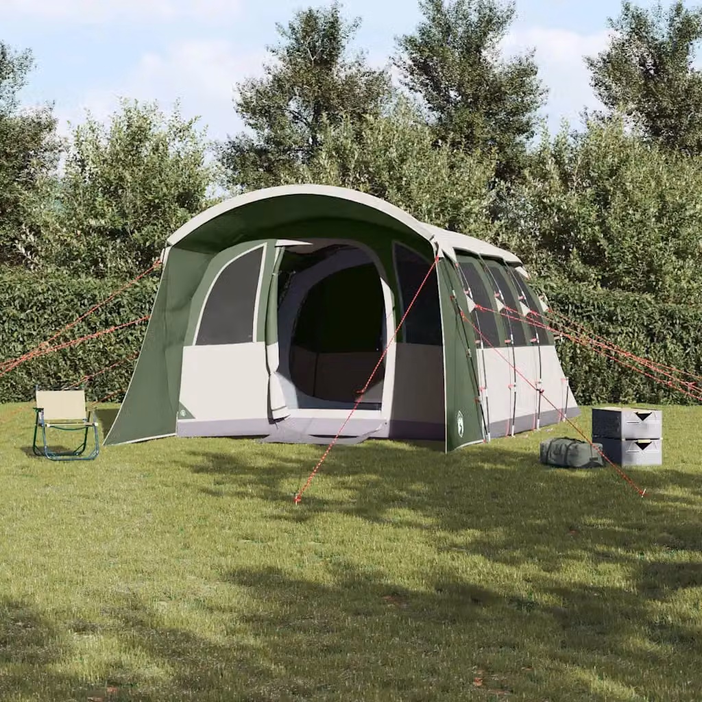 Tenda Familiare vidaXL Moderna in Poliestere e Fibra di Vetro, Verde e Bianca, L: 576 cm, P: 325 cm, H: 213 cm