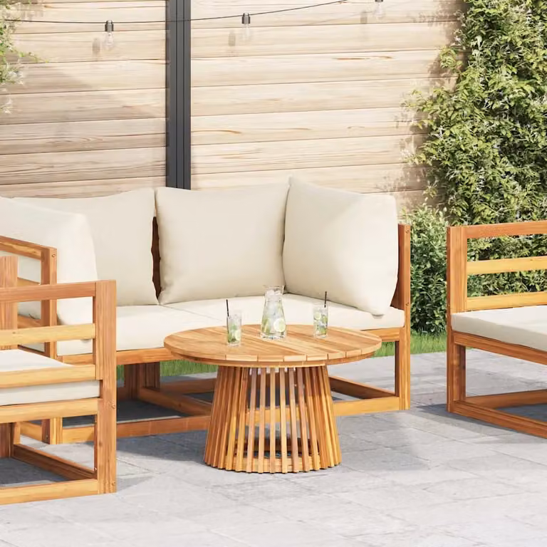 vidaXL Tavolo laterale rotondo in legno di teak solido Marrone L: 70 cm, P: 70 cm, H: 40 cm