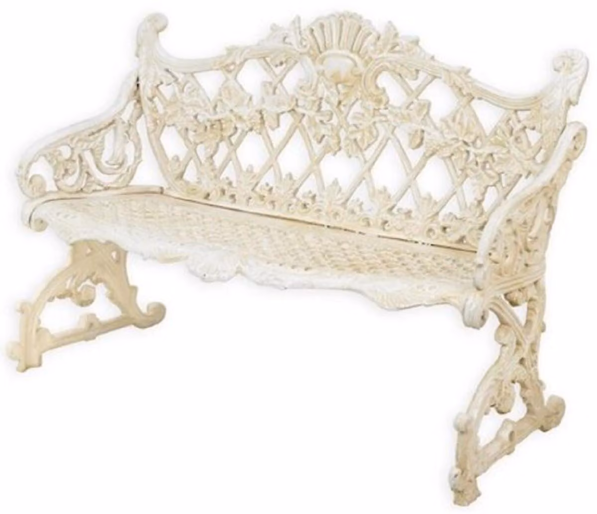 Casa Padrino Panca da giardino barocca bianco crema 117 x H. 81,5 cm - Magnifica panca da giardino in ghisa - Mobili da giardino in ghisa - Mobili da giardino barocchi - Mobili da giardino barocchi