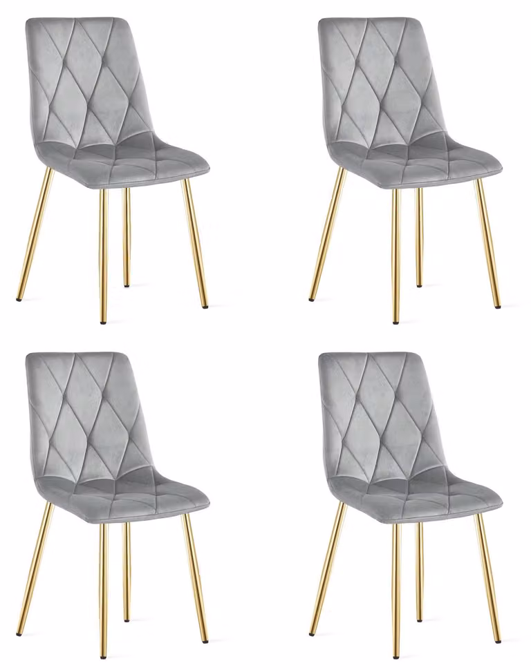 Poltrona LIBRA - velluto grigio chiaro / gambe dorate (x 4)