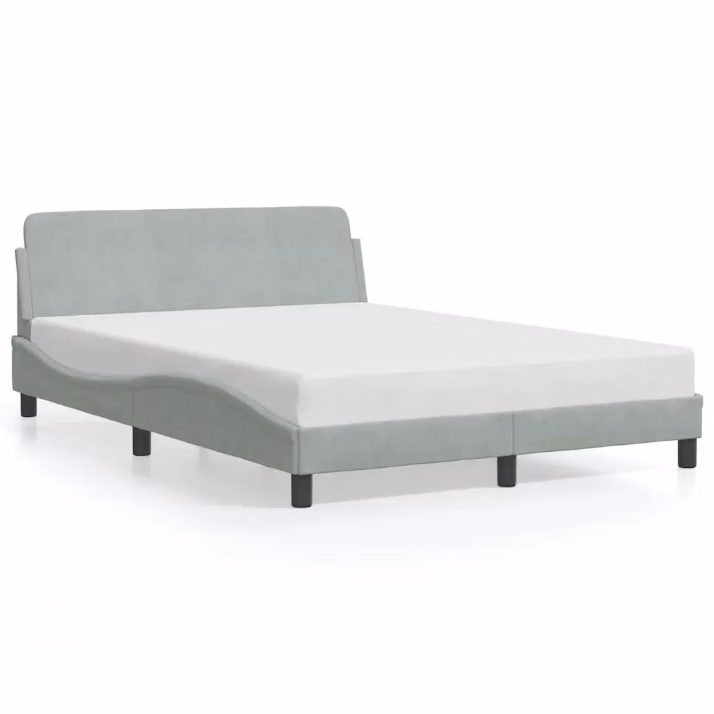 Letto con giroletto Dover vidaXL in velluto grigio L: 142 cm, P: 208 cm, H: 74,5 cm – 2