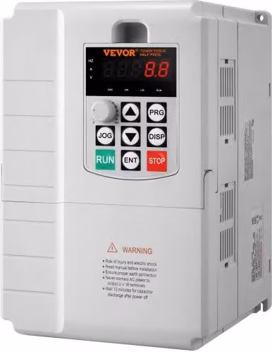 VEVOR Variatore di Frequenza VFD 10 HP 7,5 KW 34 A, Convertitore da Monofase 220V-240V a Trifase 220V-240V con Controllo Velocità Motore CA 0-400 Hz, Bianco