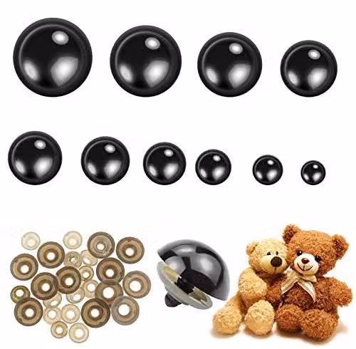 Set di occhielli di sicurezza, 120 pezzi, da 12 a 30 mm, neri, con rondelle