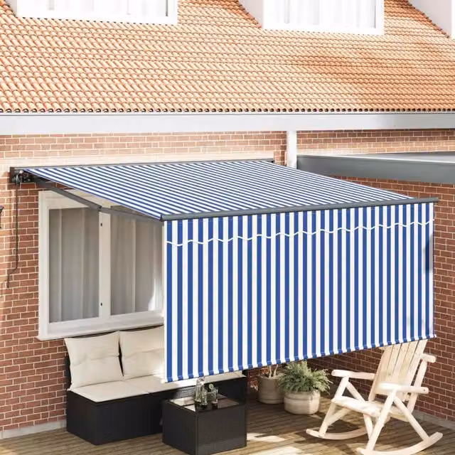 Tenda retrattile Blu e Bianco 350 x 250 cm 3330201