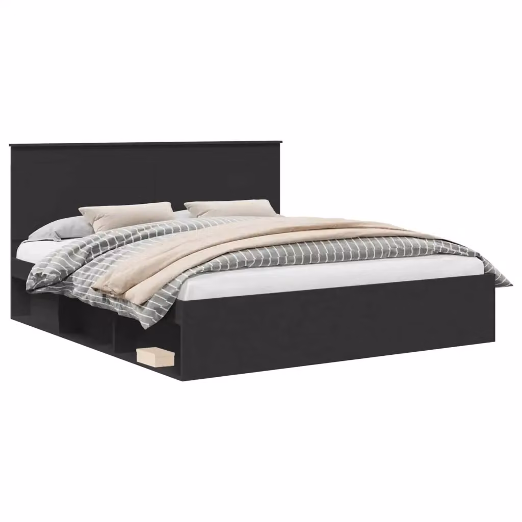 Struttura del letto moderna vidaXL in pino massello nero L/P/H: 200 x 200 x 210 cm – 2