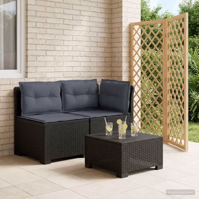 Divano da giardino a 2 posti vidaXL con cuscini in stile rattan moderno, colore grigio antracite, resistente ai raggi UV e alle intemperie