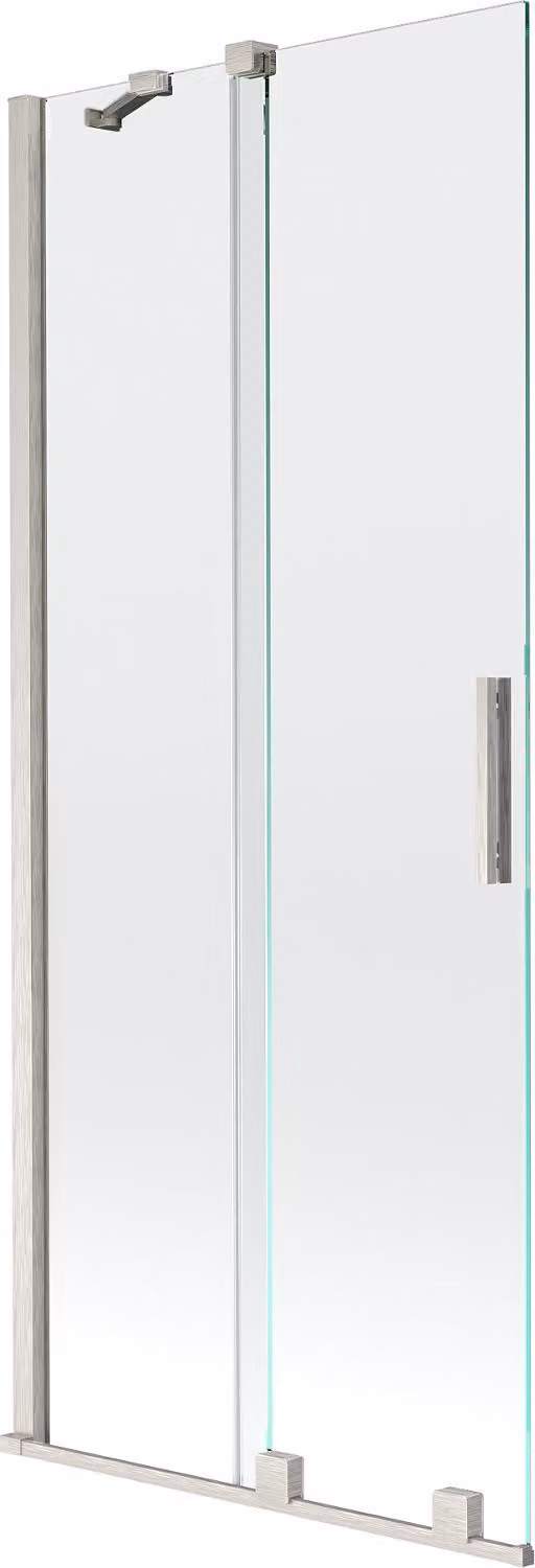 Mexen Velar paratia per vasca da bagno a 2 ante scorrevoli 80 x 150 cm, trasparente, nichel spazzolato - 896-080-000-01-97