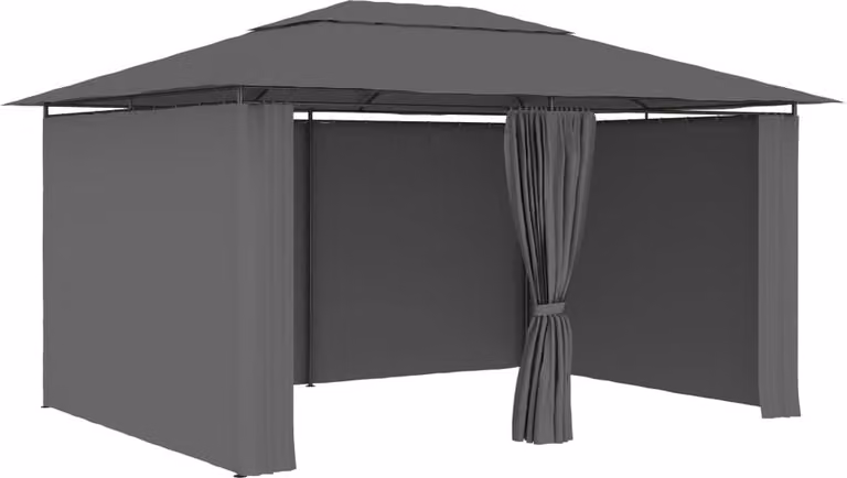 Gazebo The Living Store con tende 4 x 3 m antracite
