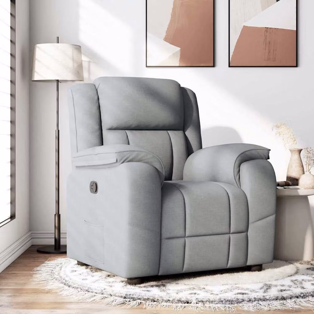 vidaXL Poltrona Reclinabile Relax in Tessuto Grigio con Braccioli e Regolazione Manuale