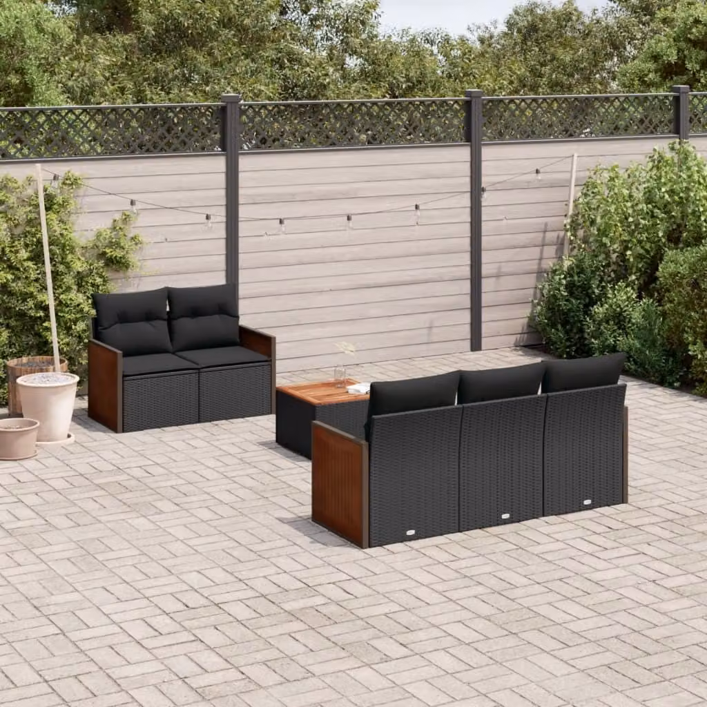 Maison Exclusive - Set da giardino 6 pezzi con cuscini in polyrattan nero